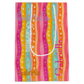 Gepersonaliseerde Happy Waterverf Gift Bag Medium Cadeauzakje (Achterkant)