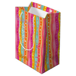 Gepersonaliseerde Happy Waterverf Gift Bag Medium Cadeauzakje