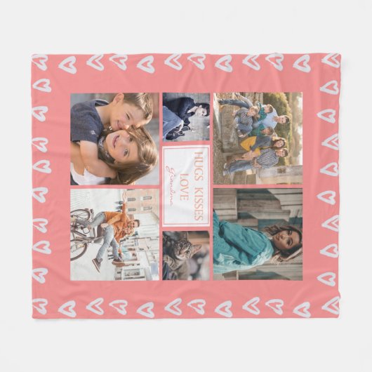 Gepersonaliseerde hardesliefde Roze foto Collage G Fleece Deken (Voorkant (Horizontaal))