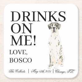 Gepersonaliseerde Harlequin Great Dane Wedding Kartonnen Onderzetters