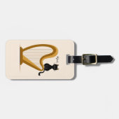 Gepersonaliseerde Harp en Kat Bagagelabel (Voorkant horizontaal)