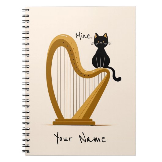 Gepersonaliseerde Harp en Kat Notitieboek (Voorkant)