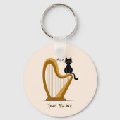Gepersonaliseerde Harp en Kat Sleutelhanger (Voorkant)