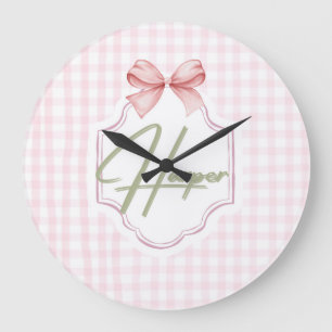 Gepersonaliseerde Harper Baby Girl Nursery Bow & G Grote Klok