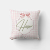 Gepersonaliseerde Harper Baby Girl Nursery Bow & G Kussen (Voorkant)