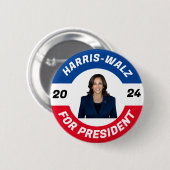Gepersonaliseerde harris Walz voor president 2024 Ronde Button 5,7 Cm (Voorkant /achterkant)