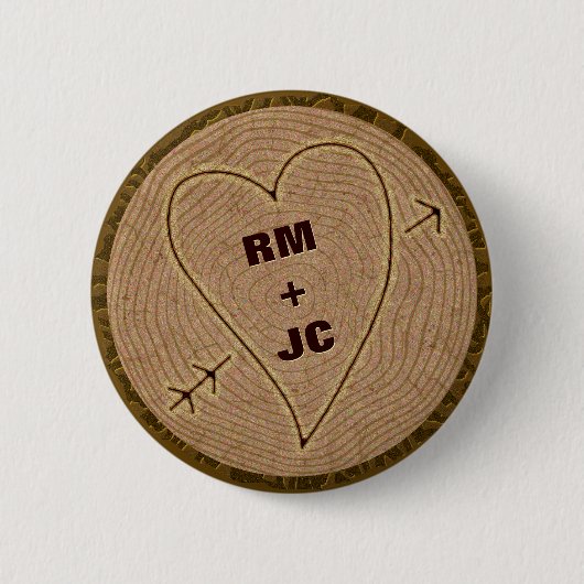 Gepersonaliseerde harsbeende Initialen Houtbomen Ronde Button 5,7 Cm (Voorkant)