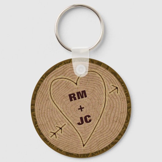 Gepersonaliseerde harsbeende Initialen Houtbomen Sleutelhanger (Voorkant)