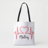 Gepersonaliseerde Hart Eenvoudige Medische Naam Tote Bag (Voorkant)