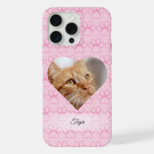 Gepersonaliseerde hart foto poot print iPhone 15 pro max case