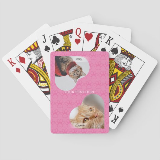 Gepersonaliseerde hart foto poot print pokerkaarten (Achterkant)