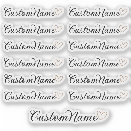 Gepersonaliseerde Hart Gastenlijst – 12 Aangepaste Sticker (Voorkant)