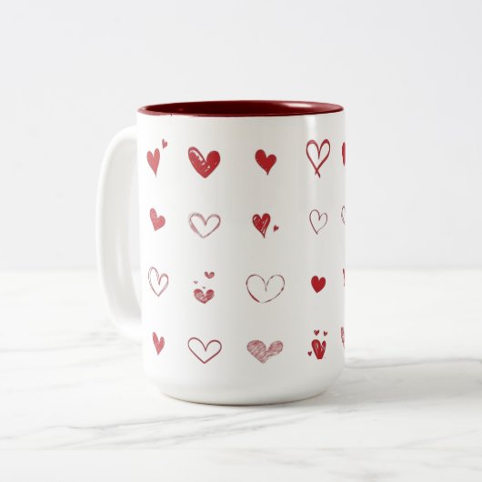 Gepersonaliseerde hart gedrukte koffie Mok (Voorkant links)