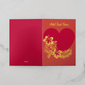 Gepersonaliseerde Hart Gouden Folie Gevouwen Kaart (Buiten Laag)