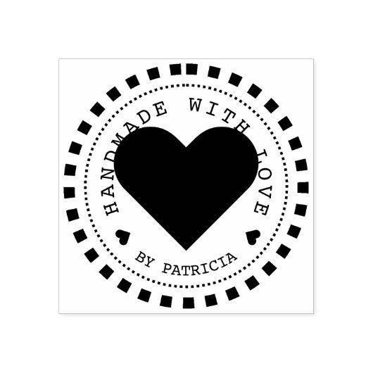 Gepersonaliseerde hart handgemaakt met liefde naam rubberstempel (Afrduk)