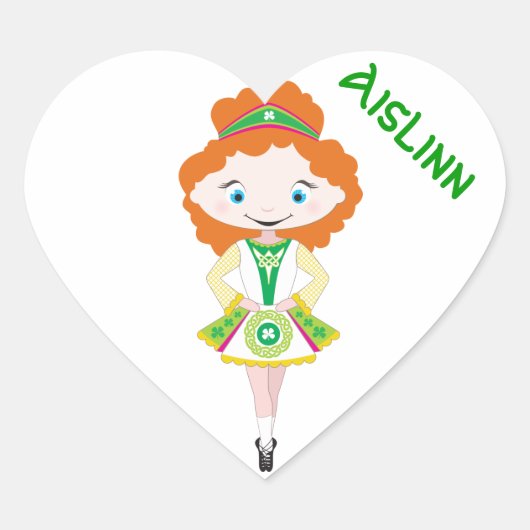 GEPERSONALISEERDE HART Ierse danser dansend rood h Sticker (Voorkant)