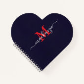 Gepersonaliseerde Hart Initialen Spiral Bound Jour Notitieboek (Voorkant)