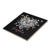 Gepersonaliseerde Hart Kleurrijke Vlinders tegel Tegeltje (Zijkant)