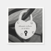 Gepersonaliseerde hart liefde slot foto bruiloft s servet (Voorkant)