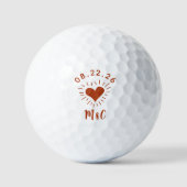 Gepersonaliseerde hart Monogram bruiloft Golfballen (Voorkant)