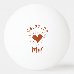 Gepersonaliseerde hart Monogram bruiloft Pingpongbal