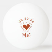 Gepersonaliseerde hart Monogram bruiloft Pingpongbal (Achterkant)