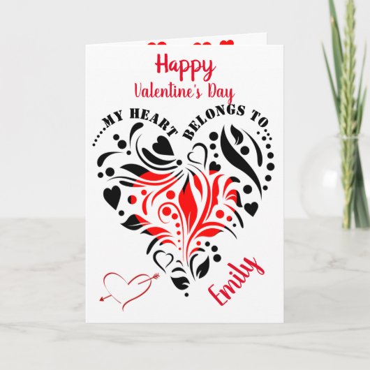 Gepersonaliseerde Hart Ontwerp Custom Valentijn Fo Kaart (Voorkant)