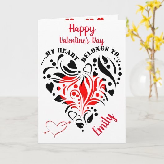 Gepersonaliseerde Hart Ontwerp Custom Valentijn Fo Kaart (Gele Bloem)