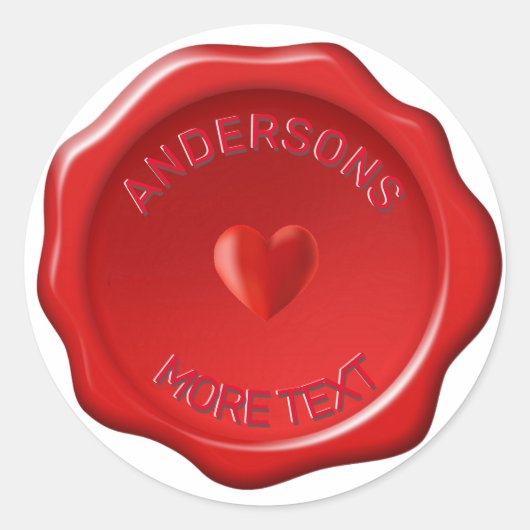 Gepersonaliseerde hart op rode wax Seal Stickers (Voorkant)