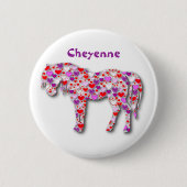 Gepersonaliseerde Hart Paard Roze - Button (Voorkant)