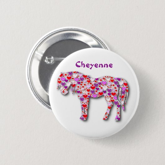 Gepersonaliseerde Hart Paard Roze - Button (Voorkant /achterkant)