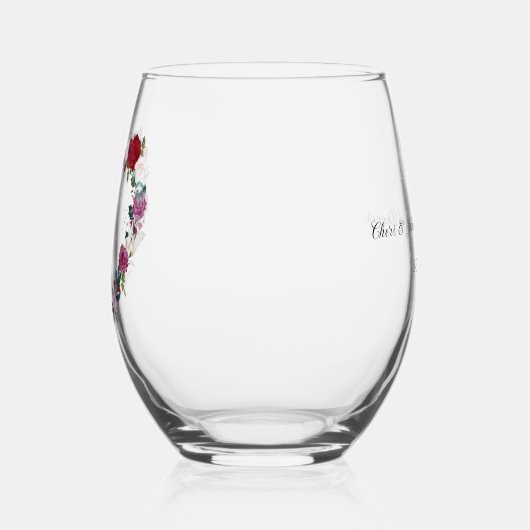 Gepersonaliseerde hart repetitie diner wijnglas zonder voet (Links)