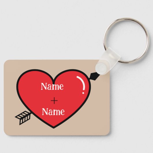 Gepersonaliseerde hart Sleutelhanger twee namen (Voorkant)