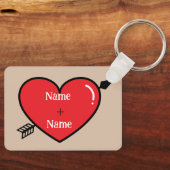 Gepersonaliseerde hart Sleutelhanger twee namen (Voorkant)
