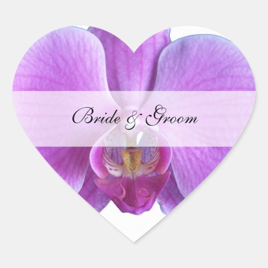 Gepersonaliseerde hart Stickers bruiloft — Orchide (Voorkant)