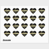 Gepersonaliseerde hart zwart goud bruiloft dank u hart sticker (Vel)