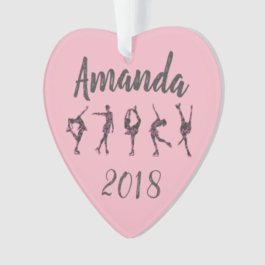 Gepersonaliseerde hartafbeelding Skating Ornament (voorkant)