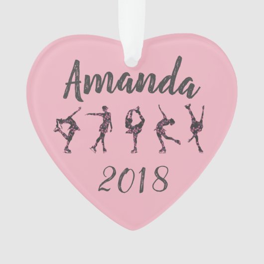 Gepersonaliseerde hartafbeelding Skating Ornament  (voorkant)