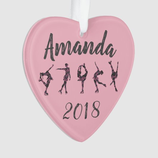 Gepersonaliseerde hartafbeelding Skating Ornament  (voorkant)