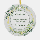 Gepersonaliseerde hartelijke zoon in wet keramisch keramisch ornament (Voorkant)