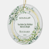 Gepersonaliseerde hartelijke zoon in wet keramisch keramisch ornament (Links)