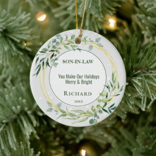 Gepersonaliseerde hartelijke zoon in wet keramisch ornament