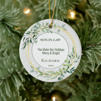 Gepersonaliseerde hartelijke zoon in wet keramisch ornament