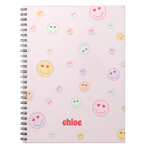 Gepersonaliseerde harteluchtogen Happy Face-laptop Notitieboek