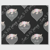 Gepersonaliseerde harten en bloemen krijtbord brui cadeaupapier (Vlak)