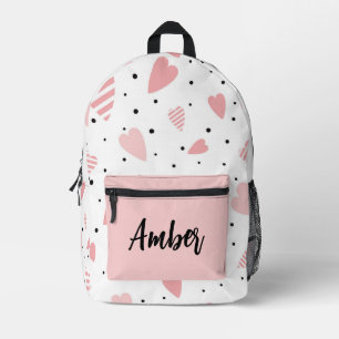 Gepersonaliseerde harten en polka dots bedrukte rugzak