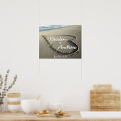 Gepersonaliseerde harten in het zand-weddenschap poster (Keuken)