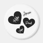 Gepersonaliseerde Harten Moeder's Zwart & Wit Koel Magneet (Voorkant)