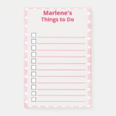 Gepersonaliseerde harten over roze dingen om te do post-it® notes (Voorkant)