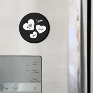 Gepersonaliseerde Harten Zwart & Wit Moederkoelkas Magneet